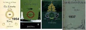 São as 4 capas originais, baseadas nos desenhos do Tolkien. Fiz questão de colocar as datas!